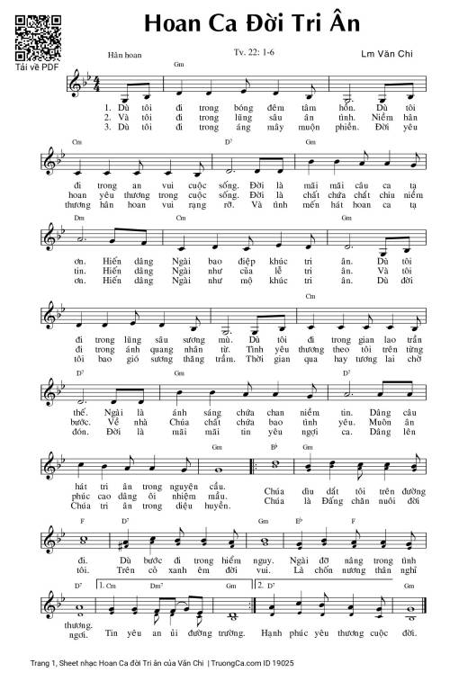 Sheet nhạc PDF bài Hoan Ca đời Tri ân