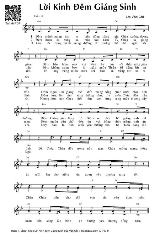 Sheet nhạc PDF bài Lời Kinh đêm Giáng Sinh