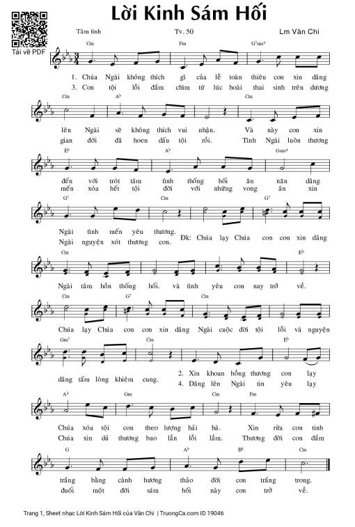 Sheet nhạc PDF bài Lời Kinh Sám Hối