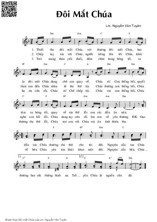 Sheet nhạc PDF bài Đôi mắt Chúa