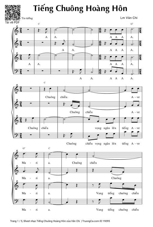 Sheet nhạc PDF bài Tiếng Chuông Hoàng Hôn
