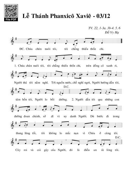 Thánh Vịnh 22, Lễ Thánh Phanxicô Xaviê. 03.12