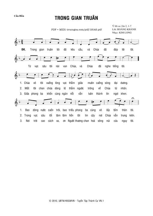 Sheet nhạc PDF bài Trong Gian Truân