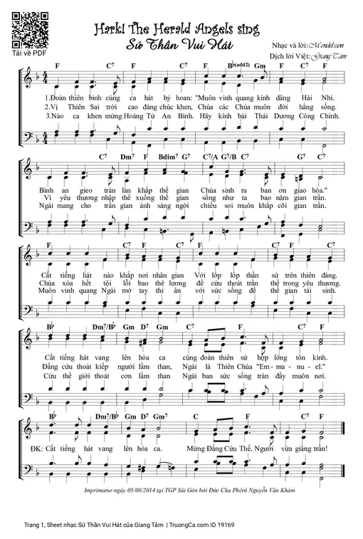 Sheet nhạc PDF bài Sứ Thần Vui Hát