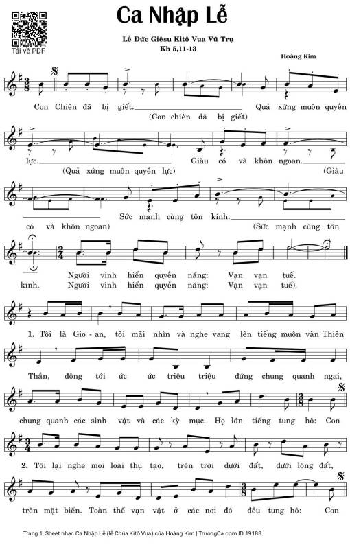 Sheet nhạc PDF bài Ca Nhập Lễ (lễ Chúa Kitô Vua)