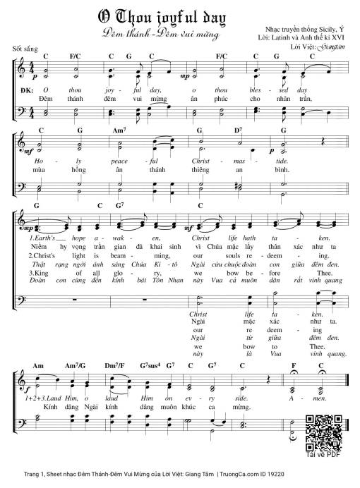 Sheet nhạc PDF bài Đêm Thánh-Đêm Vui Mừng