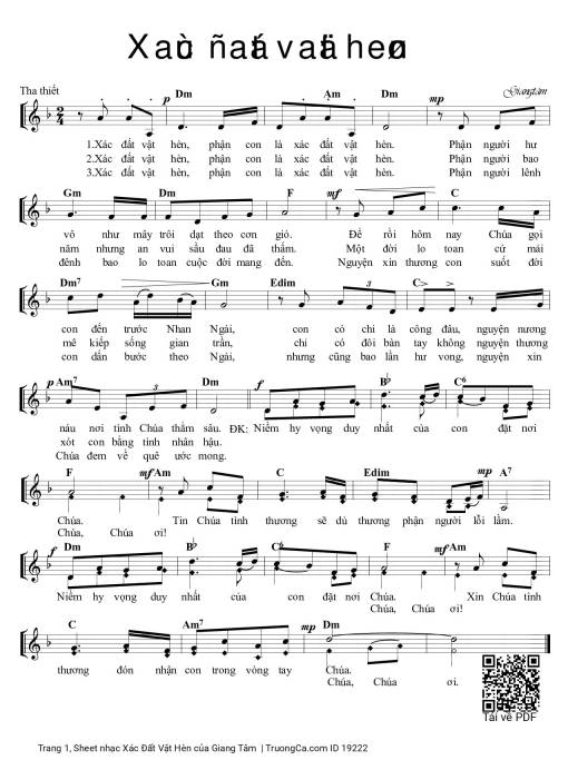 Sheet nhạc PDF bài Xác Đất Vật Hèn
