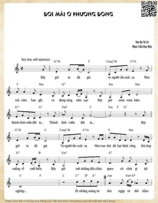 Sheet nhạc PDF bài Đời ở mãi phương Đông