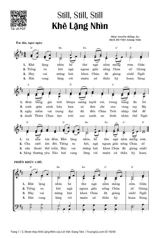 Sheet nhạc PDF bài Khẽ Lặng Nhìn