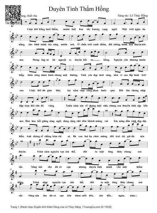 Sheet nhạc PDF bài Duyên tình thắm hồng