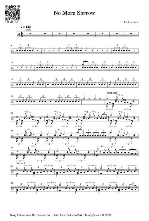 No more sorrow Drum sheet
