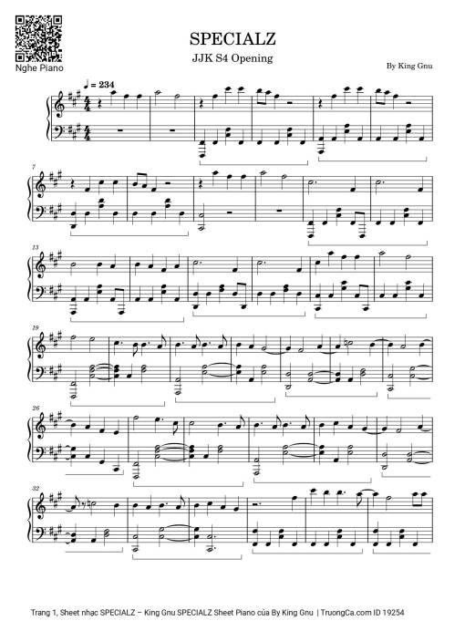 Sheet nhạc PDF bài Specialz Sheet Piano