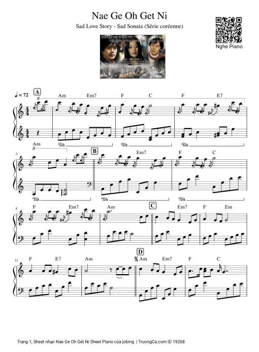 Sheet nhạc PDF bài Nae Ge Oh Get Ni Sheet Piano