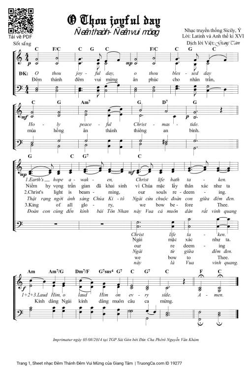 Sheet nhạc PDF bài Đêm Thánh Đêm Vui Mừng