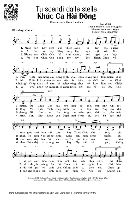 Sheet nhạc PDF bài Khúc Ca Hài Đồng