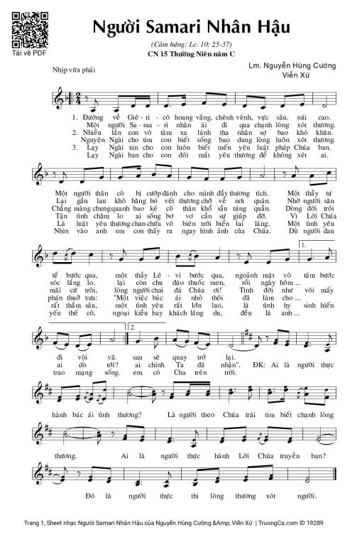 Sheet nhạc PDF bài Người Samari Nhân Hậu