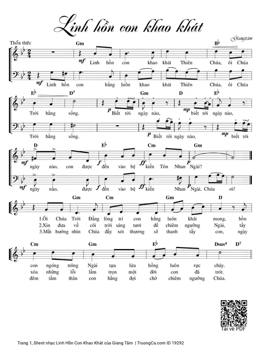 Sheet nhạc PDF bài Linh Hồn Con Khao Khát