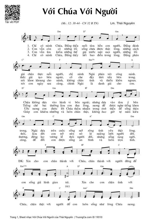 Sheet nhạc PDF bài Với Chúa Với Người