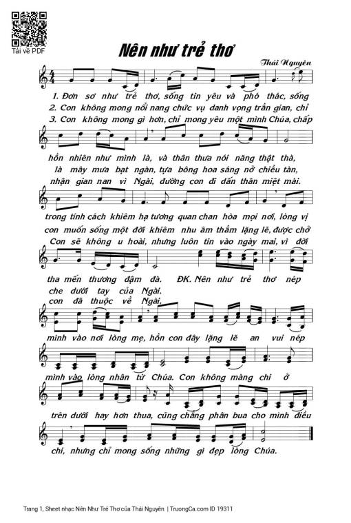 Sheet nhạc PDF bài Nên Như Trẻ Thơ