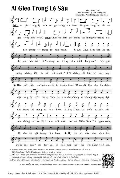 Thánh Vịnh 125, Ai Gieo Trong Lệ Sầu