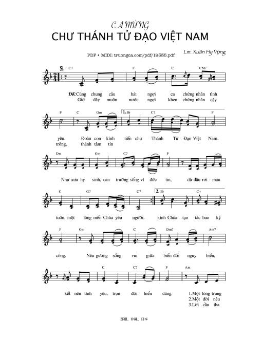 Ca Mừng Chư Thánh Tử Đạo Việt Nam