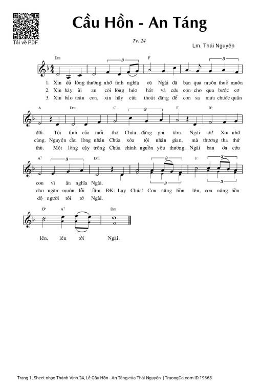 Thánh Vịnh 24, Lễ Cầu Hồn - An Táng