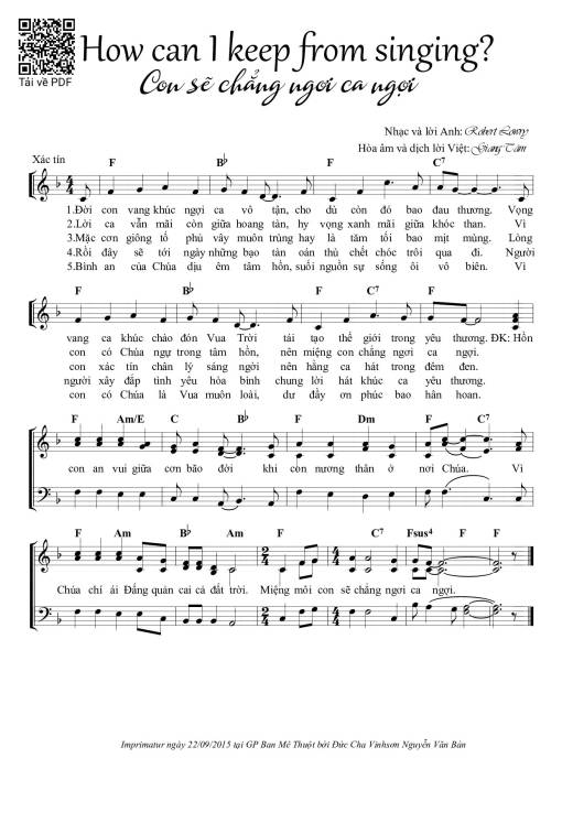 Sheet nhạc PDF bài Con Sẽ Chẳng Ngơi Ca Ngợi