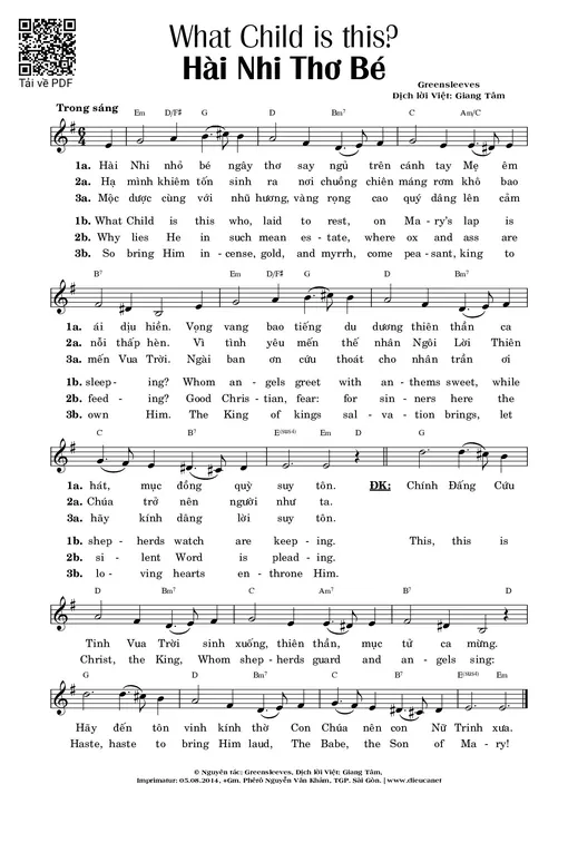 Hài Nhi Thơ Bé - Lời Việt: Giang Tâm