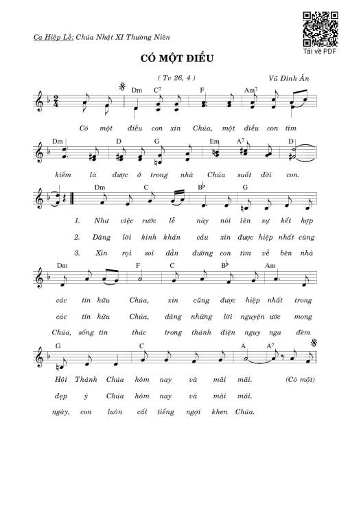 Sheet nhạc PDF bài Có Một Điều (Tv. 26)