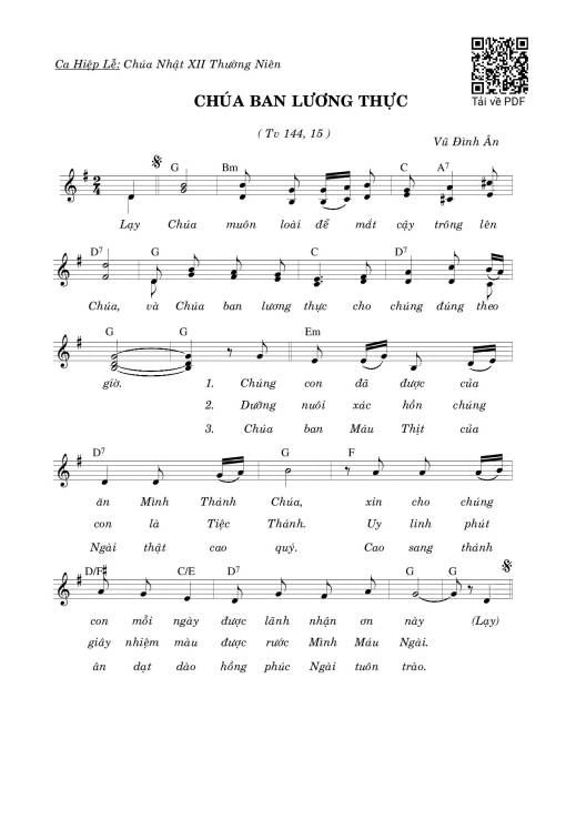 Sheet nhạc PDF bài Chúa Ban Lương Thực (Tv. 144)