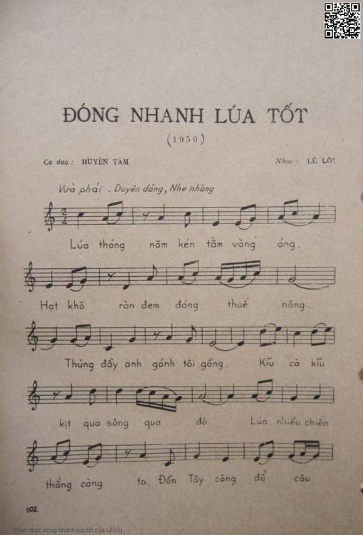 Sheet nhạc PDF bài Đóng nhanh lúa tốt