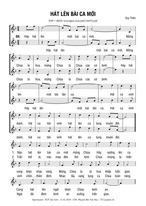 Sheet nhạc PDF bài Hát Lên Bài Ca Mới