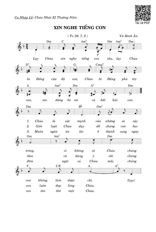 Sheet nhạc PDF bài Xin Nghe Tiếng Con (Tv. 26)