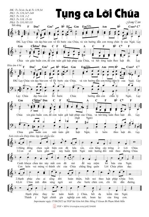 Sheet nhạc PDF bài Tụng Ca Lời Chúa