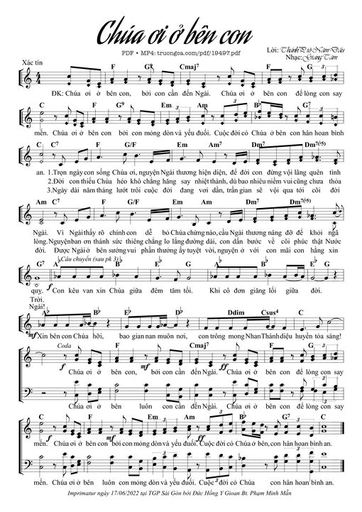 Sheet nhạc PDF bài Chúa Ơi Ở Bên Con
