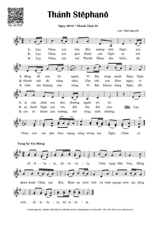Sheet nhạc PDF bài Thánh Vịnh 30, 26-12. Thánh Stêphanô