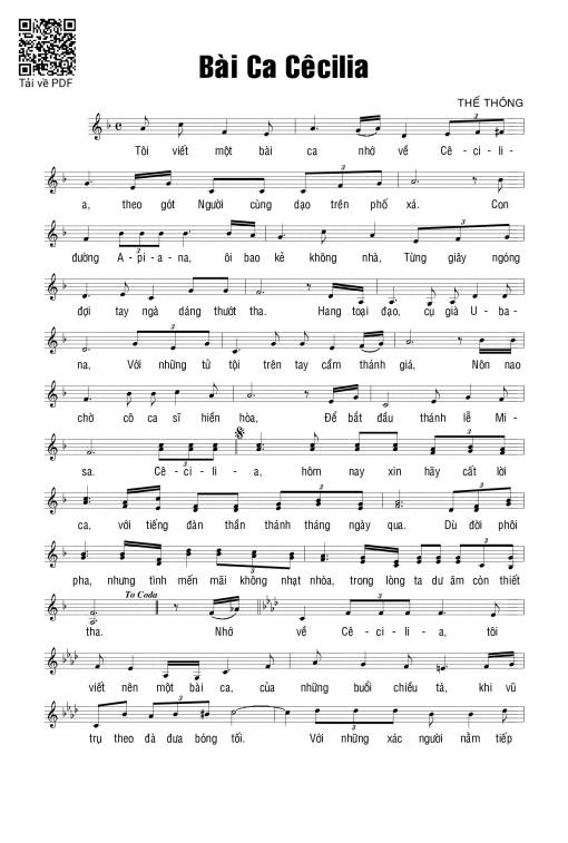 Sheet nhạc PDF bài Bài Ca Cêcilia