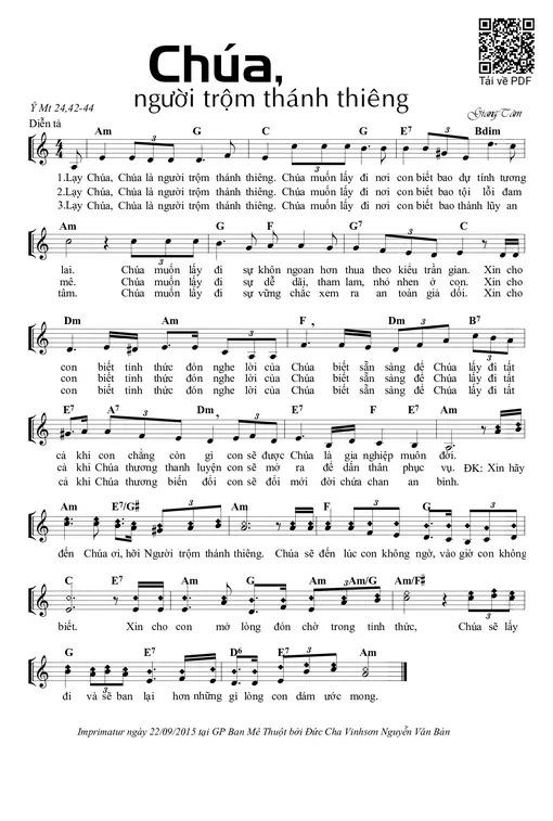 Sheet nhạc PDF bài Chúa, Người Trộm Thánh Thiêng
