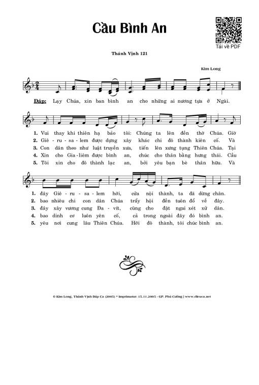 Thánh Vịnh 121, Cầu Bình An