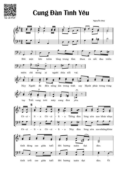 Sheet nhạc PDF bài Cung Đàn Tình Yêu