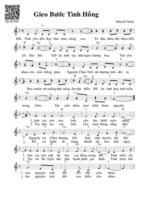Sheet nhạc PDF bài Gieo Bước Tình Hồng