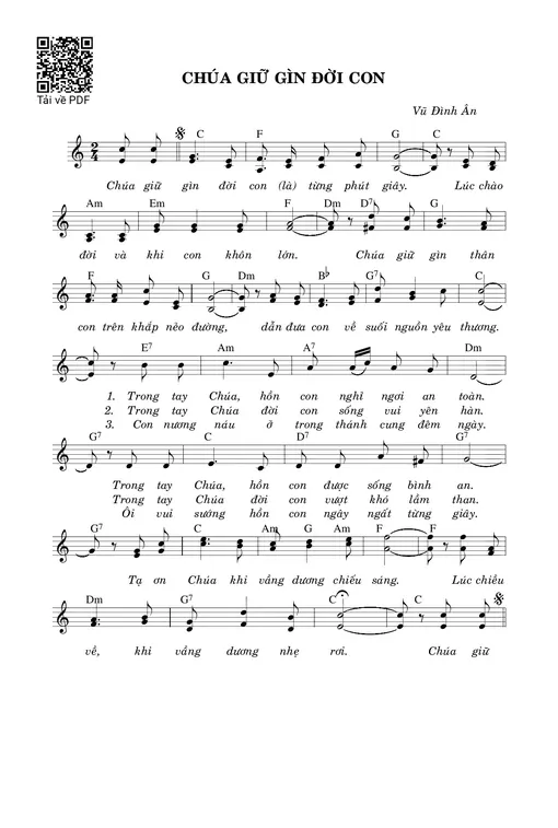 Sheet nhạc PDF bài Chúa Giữ Gìn Đời Con