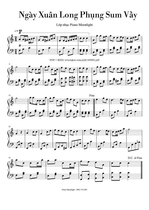 Sheet nhạc PDF bài Ngày Xuân Long Phụng Sum Vầy Sheet Piano