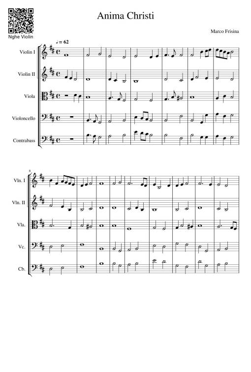 Sheet nhạc PDF bài Anima Christi Sheet Violin