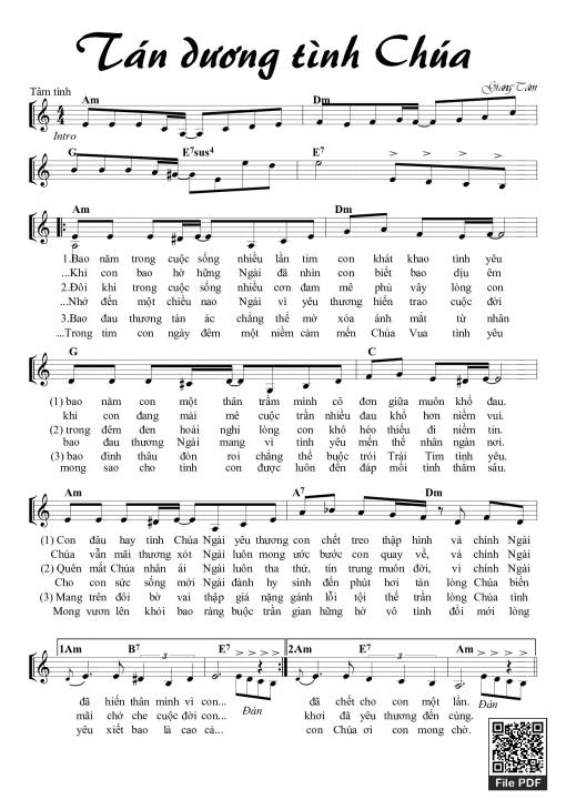 Sheet nhạc PDF bài Tán Dương Tình Chúa