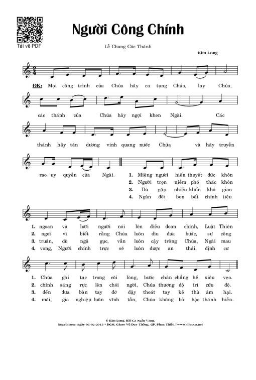 Sheet nhạc PDF bài Người Công Chính