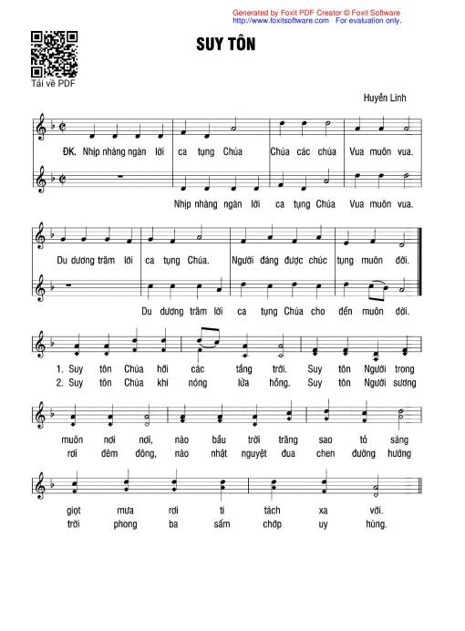 Sheet nhạc PDF bài Suy Tôn - Huyền Linh