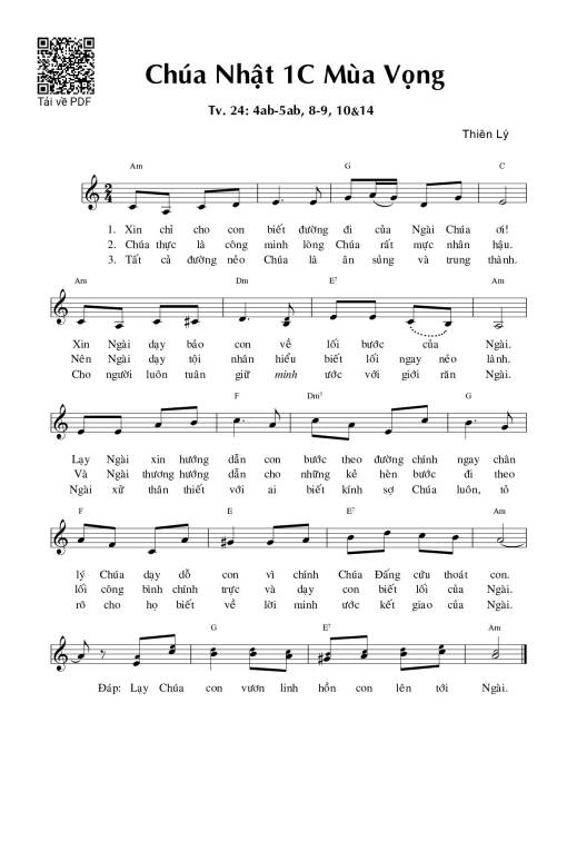 Thánh Vịnh 24, Chúa Nhật 1C Mùa Vọng