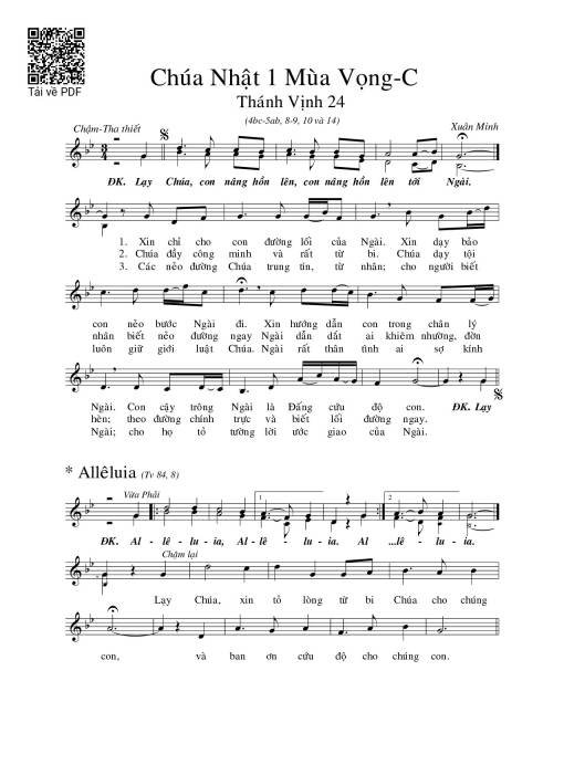 Thánh Vịnh 24, Chúa Nhật 1C Mùa Vọng