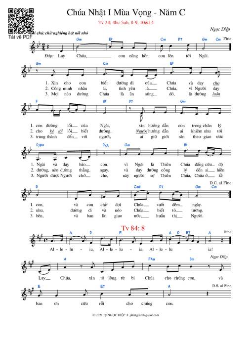 Thánh Vịnh 24, Chúa Nhật 1C Mùa Vọng